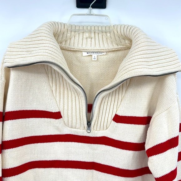 Worshop Half Zip Knit Sweater in Red Stripped-Size Large - Picture 7 of 7